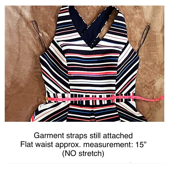 ADELYN RAE Stripe Jacquard Fit & Flare Dress- M - White Pink Blue AS SEEN ON TV - Picture 7 of 12